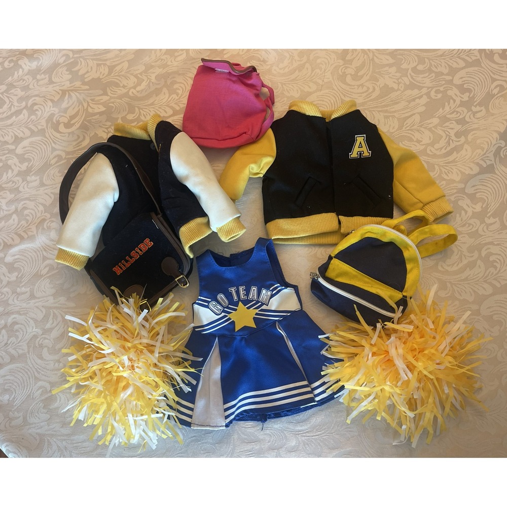 18" Doll Clothes Lot Cheerleader Pom Poms Varsity Jackets Backpack for AG Dolls
